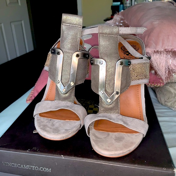 Vince Camuto Shoes - Vince Camuto stiletto. Color: Taupe/Grey , suede , Sz: 9.5 worn only once!